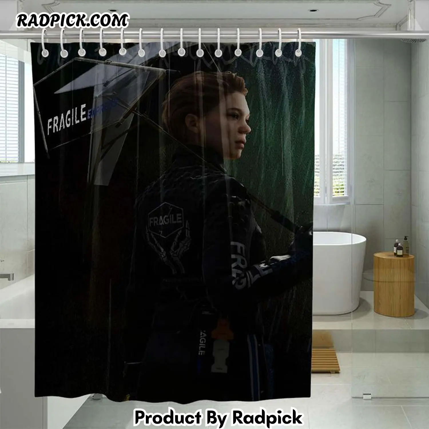 Game character fragile express shower curtain set for bathroom decor gift for friends rp387885